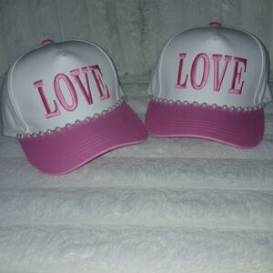 Authentic Lulumac Pink and White Cap with LOVE Design